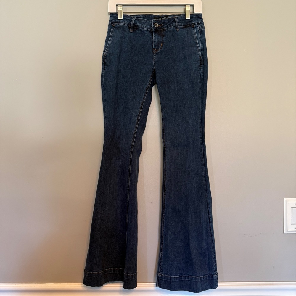 Grace in LA Women Dark Wash Flare Jeans Blue Denim Bell Bottom Size 27 32 Inseam